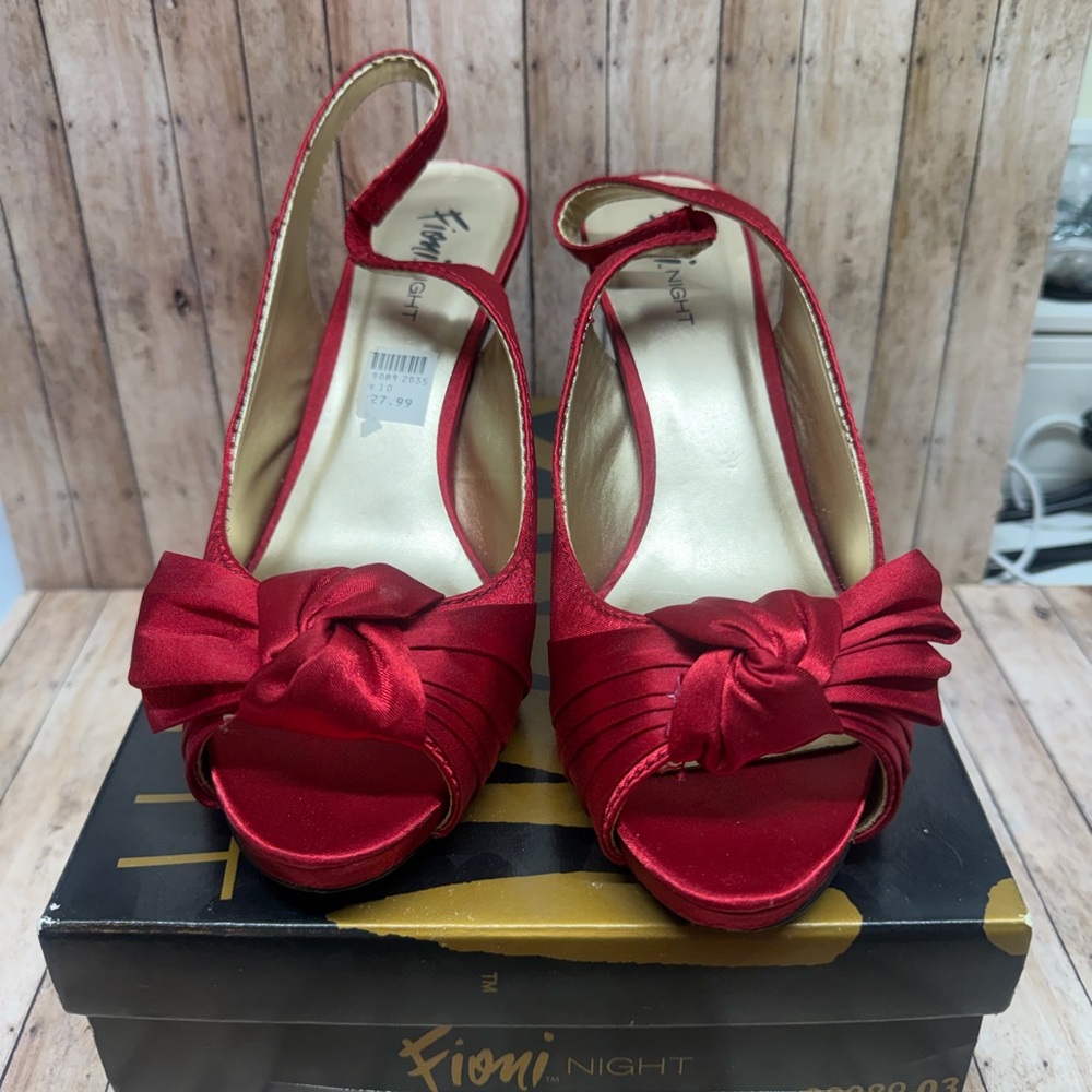 FIONI Clothing Elegant Red Bow Heels